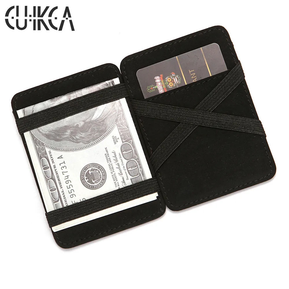 CUIKCA Magic Wallet Draad Unisex Portemonnee Portemonnee Magisch Geld Clip Elastische Band Slanke Lederen Portemonnee Business ID Credit Card Case