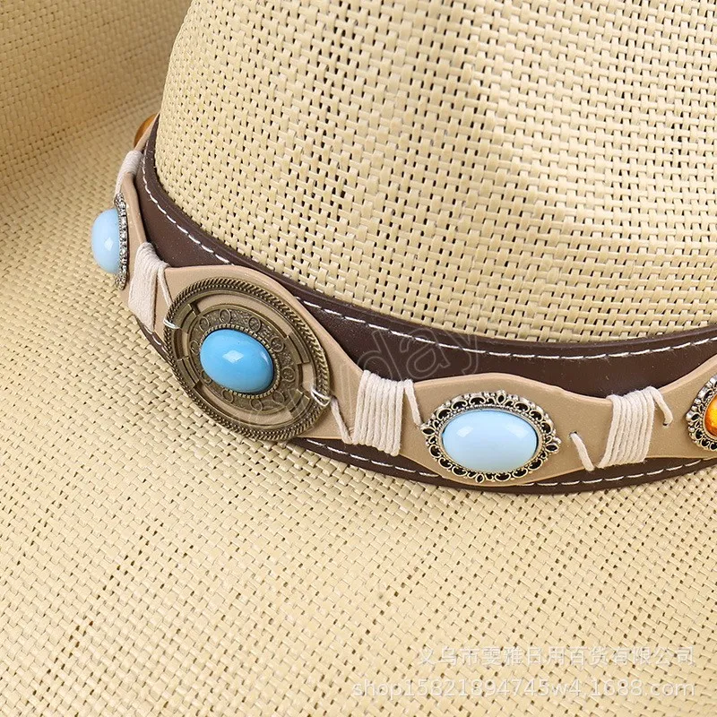Cappello da cowboy western in paglia di carta uomo Donna Gentleman Cowgirl Cappello jazz Summer Beach Cappelli da sole Sombrero Hombre