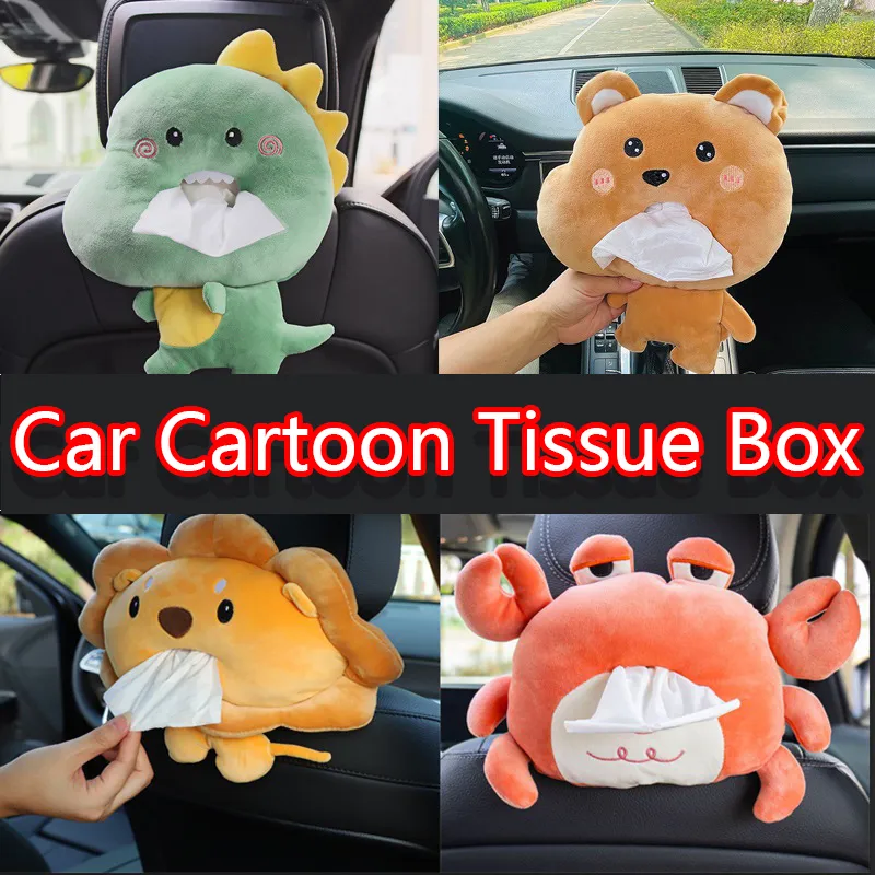 Cute Cartoon Car Tissue Box Creative Short Plush Design For