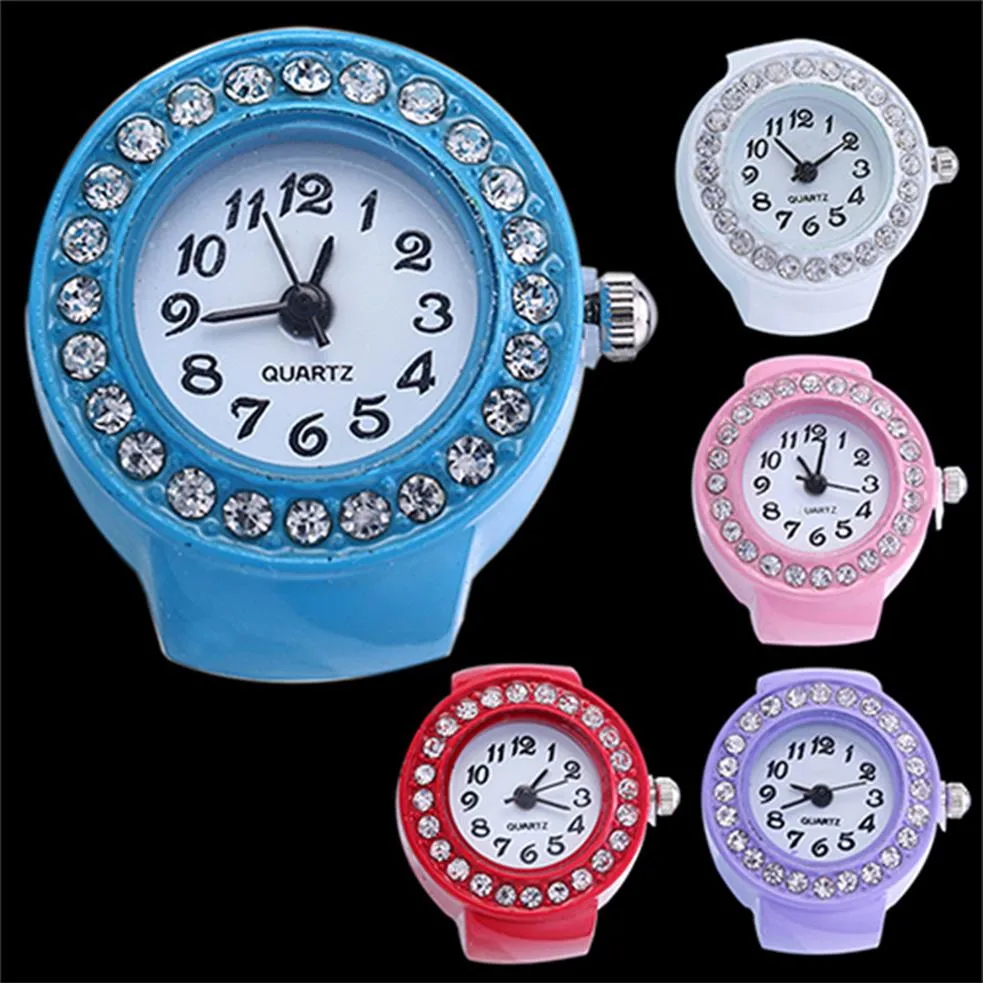 3 ファッションクォーツ指輪時計女性腕時計ガールウォッチシリコン腕時計ラウンド腕時計ラインストーン弾性腕時計 Gift286S