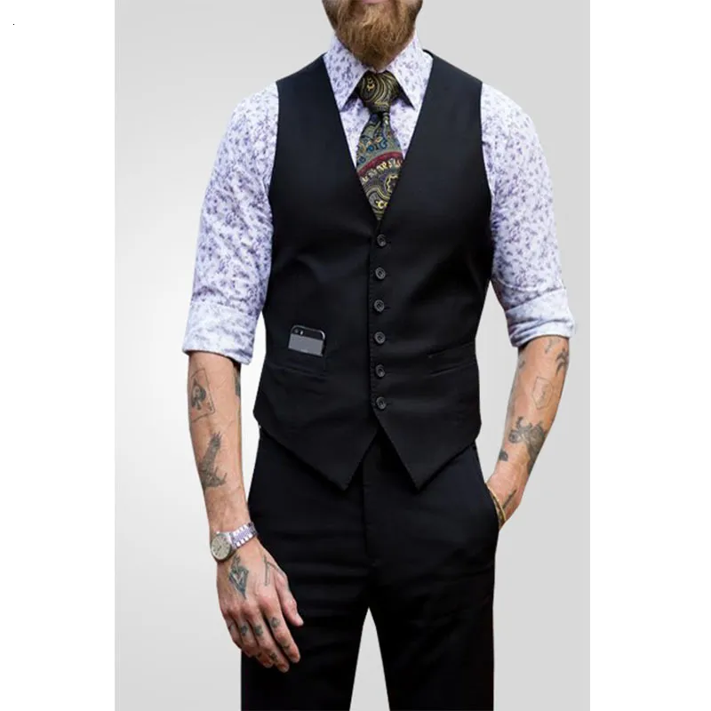 Mannen Vesten Vest Slim Fit 2023 Lente En Herfst Straat Shooting Star Dezelfde Single Breasted Zwart Kort Pak 230705