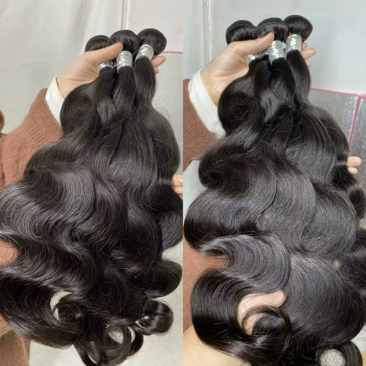 Venta al por mayor Paquete de cabello humano virgen Proveedor Paquete de armadura de cabello humano brasileño crudo de visón alineado con cutícula brasileña virgen sin procesar