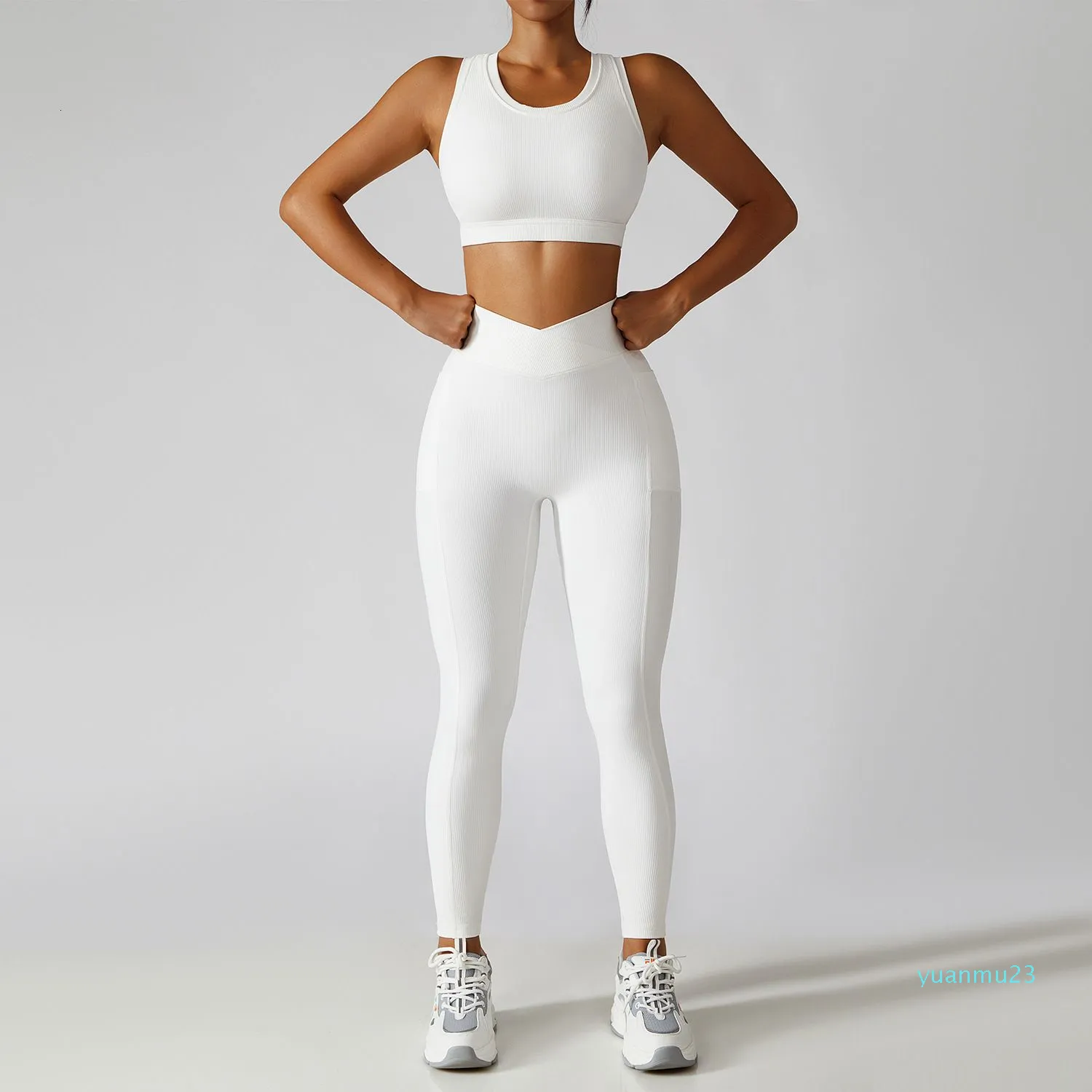 Outfits 2 Pieces Seamless Women Tracksuit Yoga Set Running Workout Sportswear Gym Clothes Fiess Bra High Waist Leggings Sports Suit