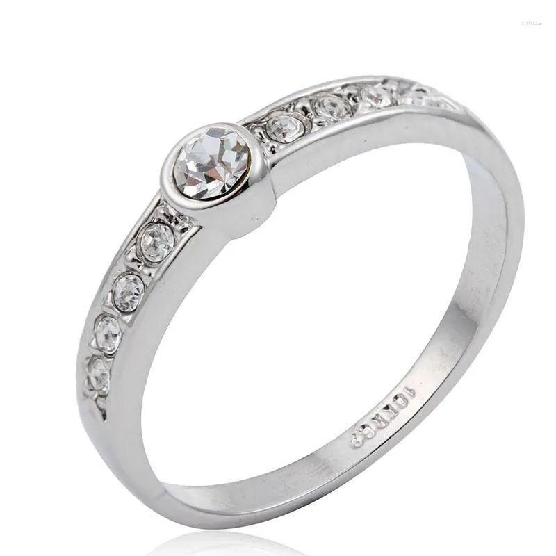 Anneaux De Mariage Or Blanc Couleur Grand Accent Cristaux Bague De Fiançailles Pour Les Femmes Anillos Bague Anel Feminino Aneis Doigt Bijoux