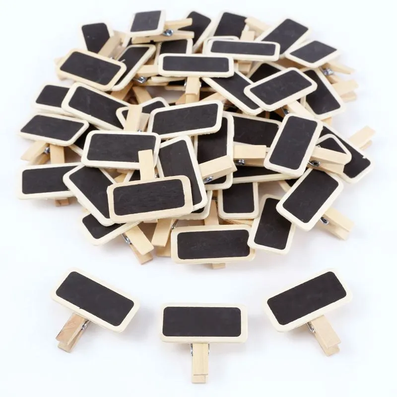 Blackboards 50 Mini Blackboard Wood Message Slate Rectangle Clip Clip Panel Memos Memos Place Price Price Number 230706