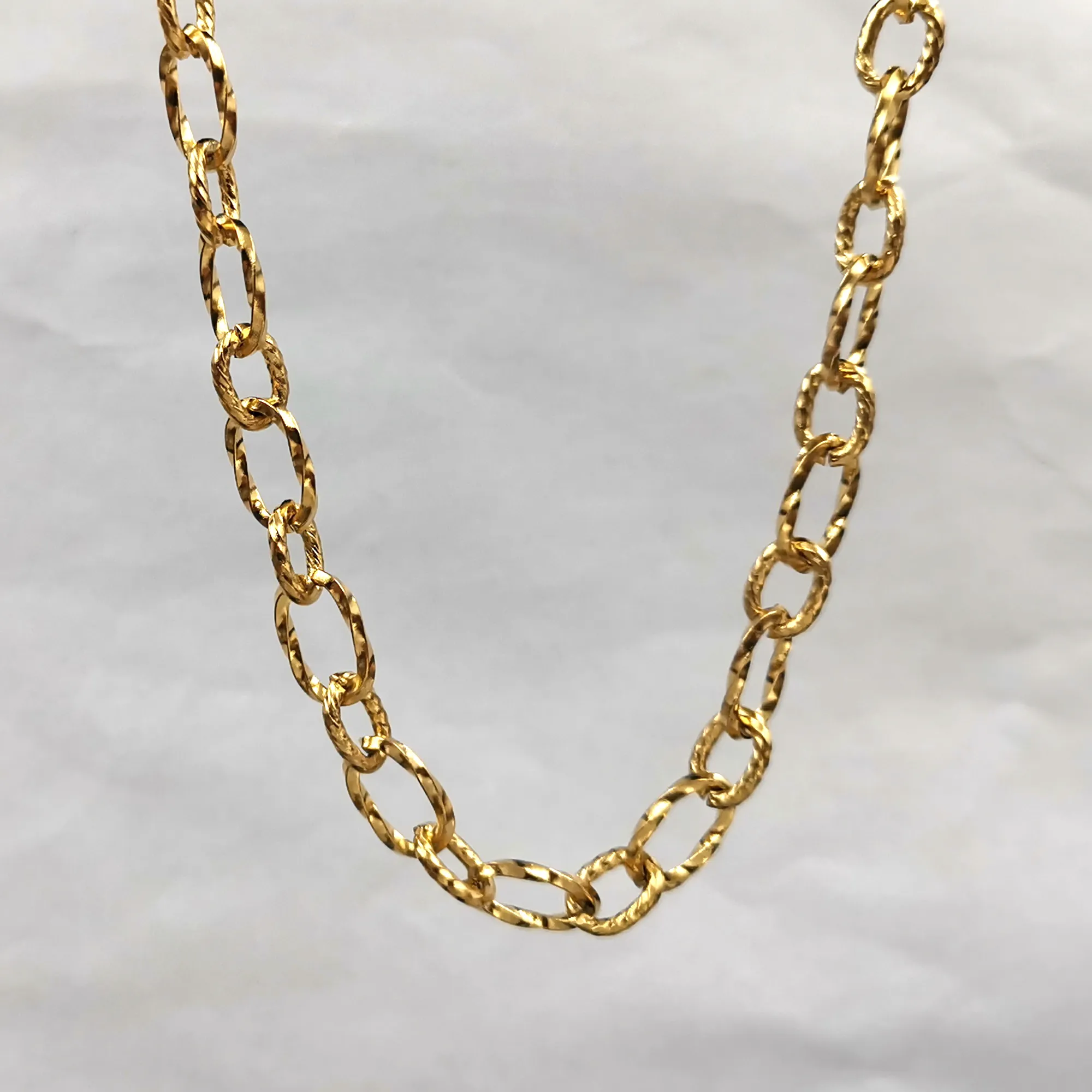 Collar chapado en oro de 7mm y 24 pulgadas para hombre y mujer, cadena ovalada, joyería de acero inoxidable para regalos