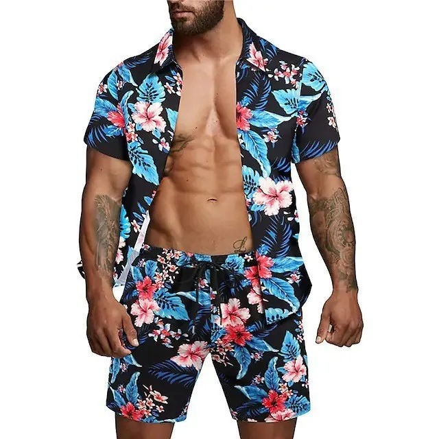 Ensemble chemise hawaïenne et short pour homme imprime grand streetwear décontracté ou vêtements de plage dans les tailles S XXXL été deux pièces robe tenues pour hommes survêtement vêtements de sport