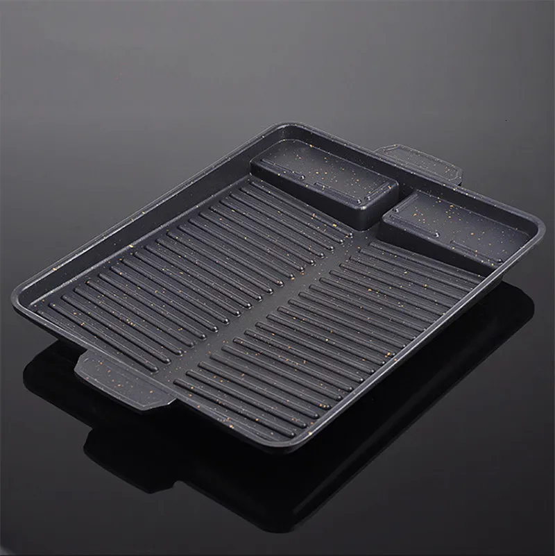 BBQ Grills Grill Pan Plate 32 X 26cm Portable NonStick Coating Butane Gas Stove Cooker Rectangle Korean Barbecue 230706