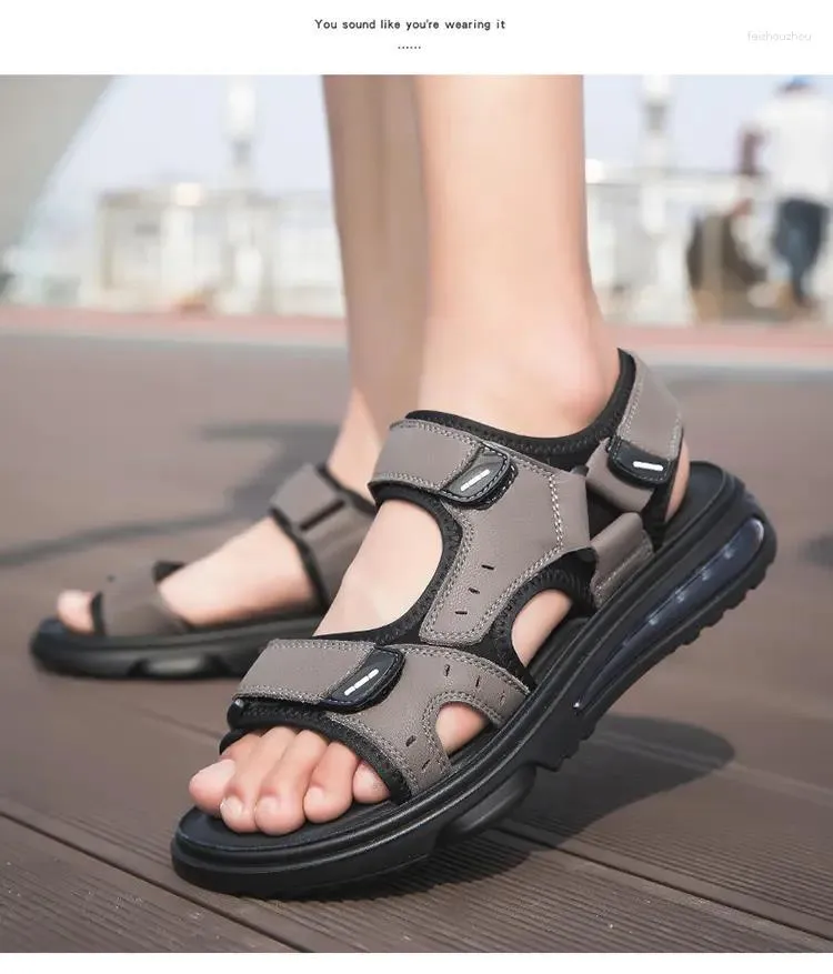 Summer Open Sandals Men s Toe Leather Casual Soft Bottom Non Slip Breathable Cushioning Light Fashionable Outdoor Beach Caual Cuhioning Fahionable