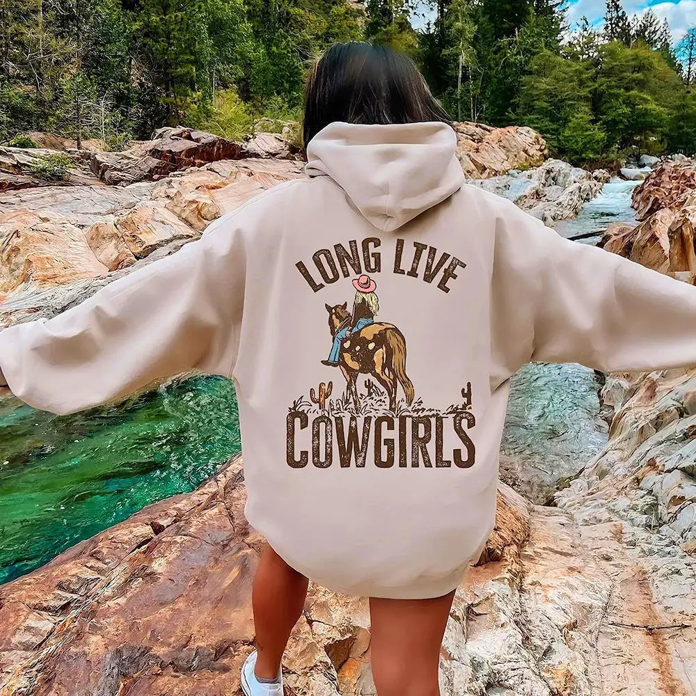 Felpe con cappuccio da donna Felpe Long Live Cowgirls Felpa con cappuccio Western Desert Felpa con cappuccio Vintage Cactus Cowgirl Pullover Wild West Country Girl Trendy 230706