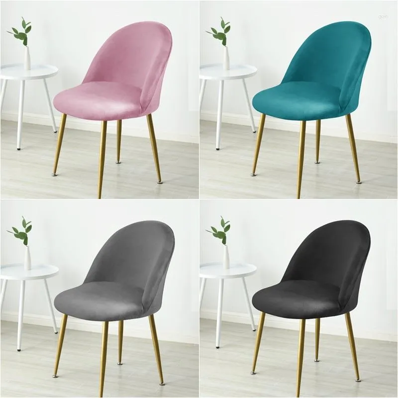 Housses de chaise rose velours bec de canard couverture couleur unie tabouret Accent bas dos salle à manger maquillage élastique balcon siège maison