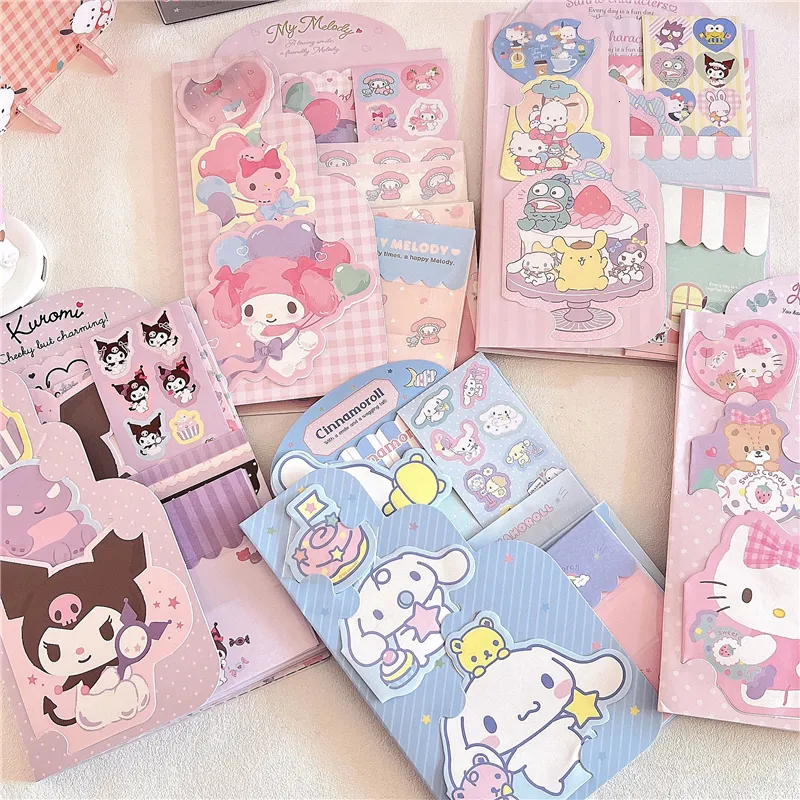 Tebrik Kartları PCS Kawaii Karikatür Anime Zarf Yazma Kağıt Seti Doğum Günü Kartı Scrapbooking Dekoratif Sticker Kırtasiye Mektupları 230706