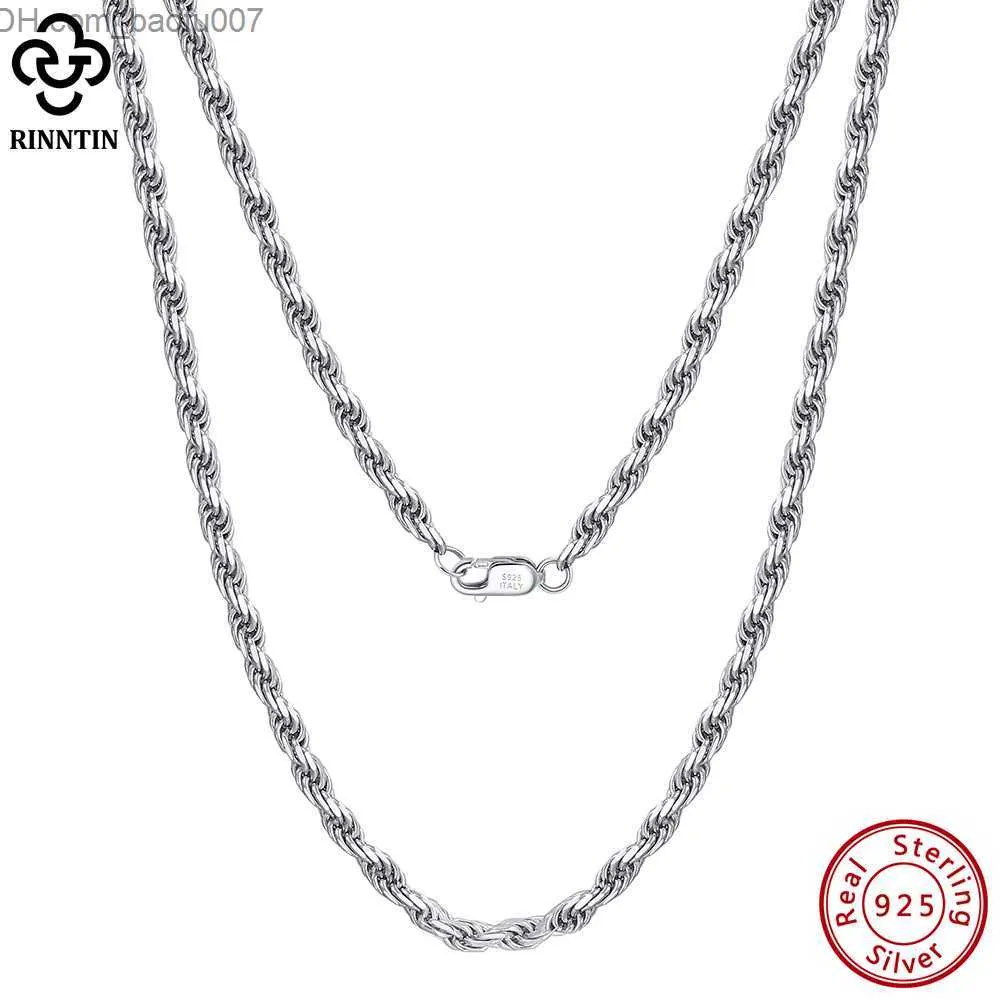 Pendentif Colliers Rintin luxe 925 en argent Sterling diamant coupe corde chaîne collier pour hommes mode italien argent collier chaîne bijoux SC29 Z230707