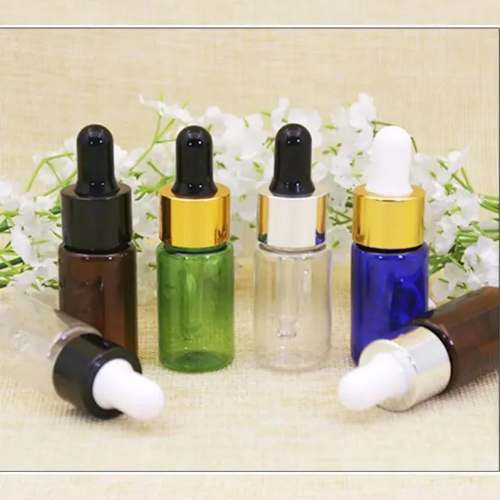 10ml/15ml/20ml Amber Blue PET Bottles With Glass Dropper Empty Refillable Dropper Bottle Essential Oil Bottle Sample Makeup Vials