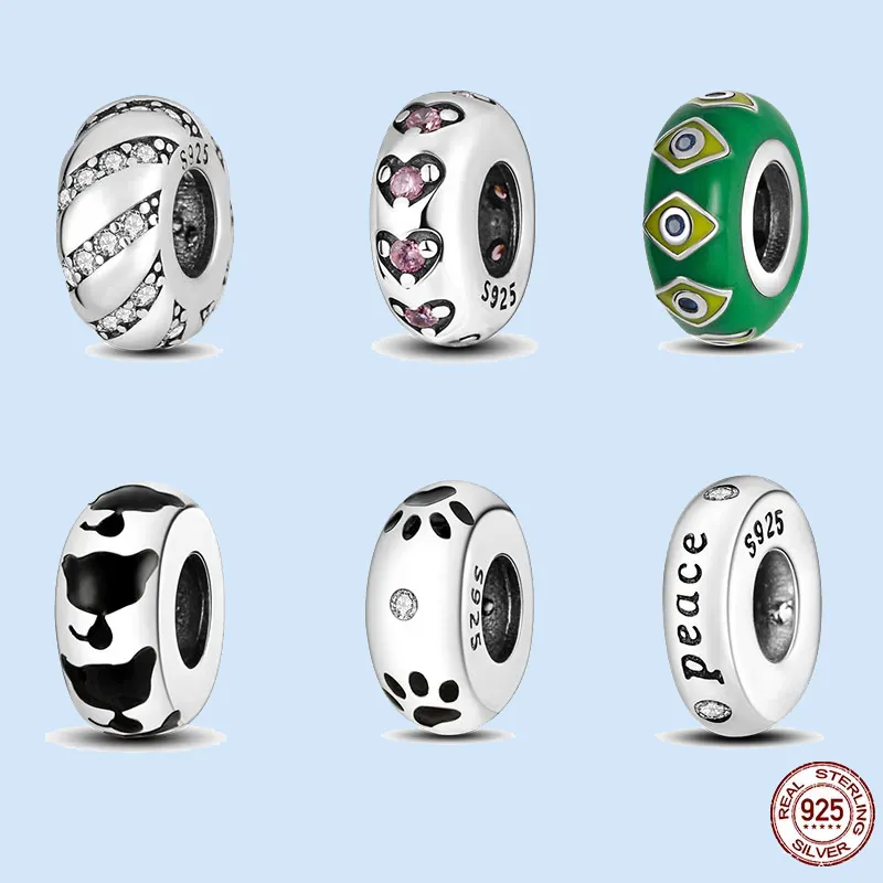 Encantos de prata esterlina 925 para contas de joias pandora Colgante Oval Série de pedras preciosas conjunto de encantos Pingente Faça você mesmo Jóias de contas finas