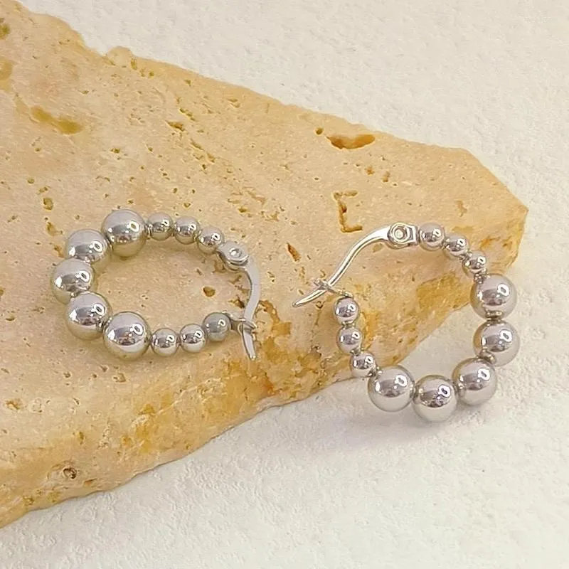 Stud Earrings Water-Resistant Silver Color Round Beads Vintage Hoop For Women Fashion Nice Girl 2023 Products