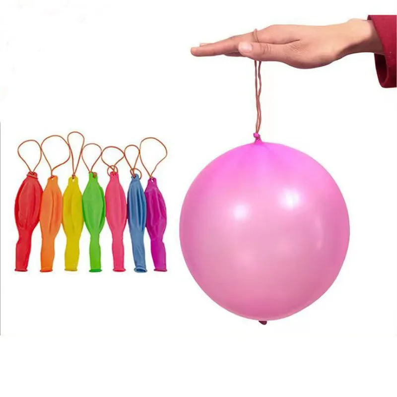 Épaissir poinçon ballon enfants jouet ballons de poinçonnage en latex avec bande poignée fête festival fournitures 6g 8g 10g mutil couleur ba71 Q2