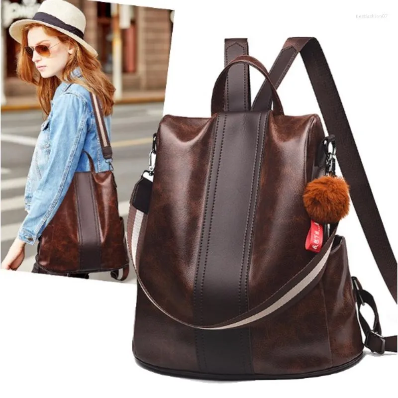 School Bags Fashion Luggage &BagsMulti-Purpose Anti-Theft High Capacity PU Leather Backpack For Women Bag