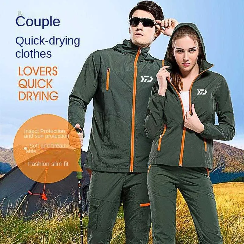 Breathable Hooded Fishing Suit Set For Couples Spring/Autumn