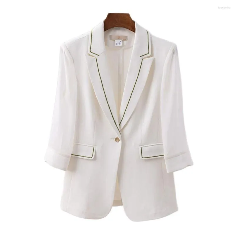 Women's Suits White Women Blazer 2023 In Fashion Female Casual Half Sleeve Slim Office Ladies Work Formal Jacket