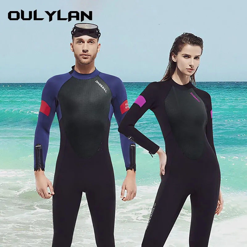 Zwemkleding OULYLAN vrouwen Wetsuit 5mm Neopreen Mannen Paar Stijl Onepiece Duikpak Verdikte Warm Zwemmen Snorkelen Surfen 230706