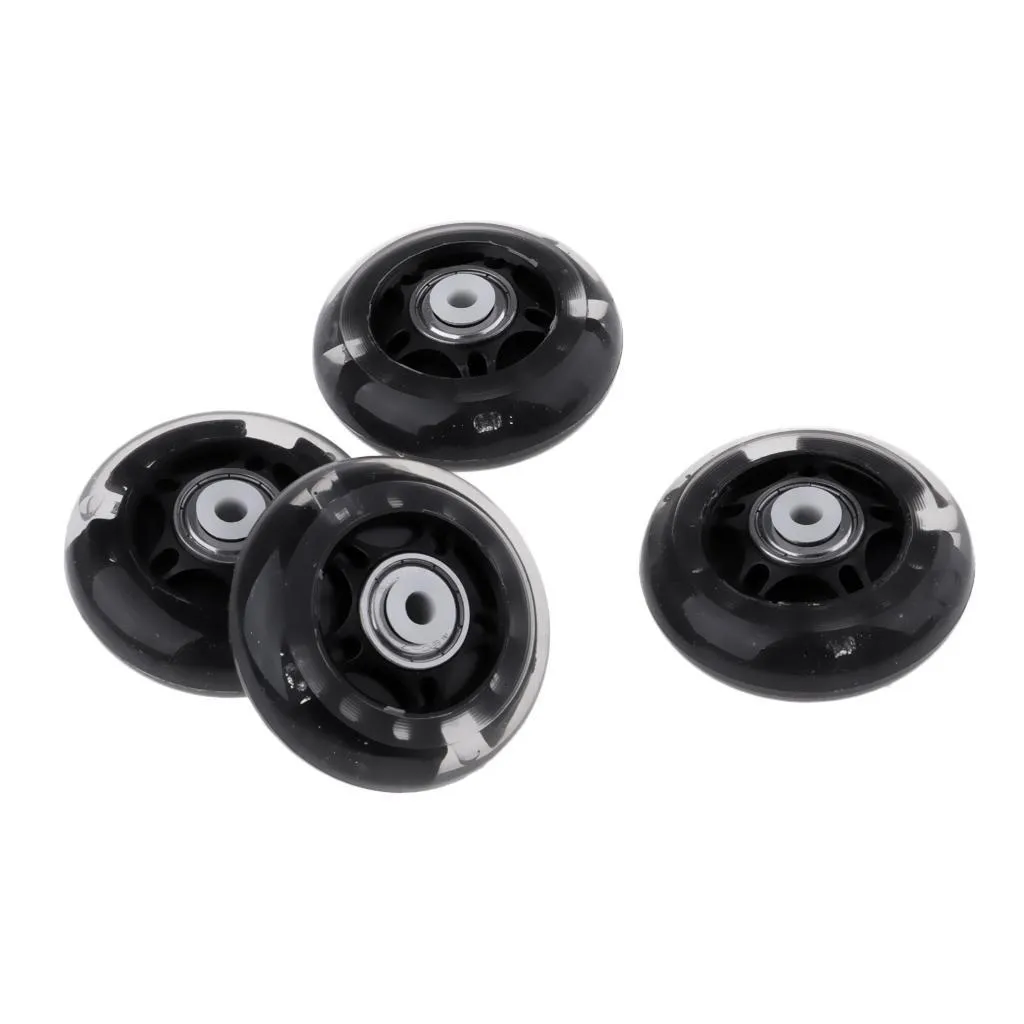 4 Pieces Outdoor Inline Roller Skates Skating PU Wheel 64mm - 6 color speed, brake,