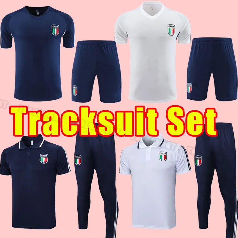 23/24 Italia Bonucci Soccer Tracksuits Jorginho Insigne Verratti Hiesa Barella Spinazzola Chiellini Italys 2023 2024 Short Sleeve Polo Training Set Pants