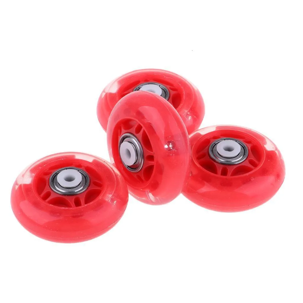 4 Pieces Outdoor Inline Roller Skates Skating PU Wheel 64mm - 6 color speed, brake,