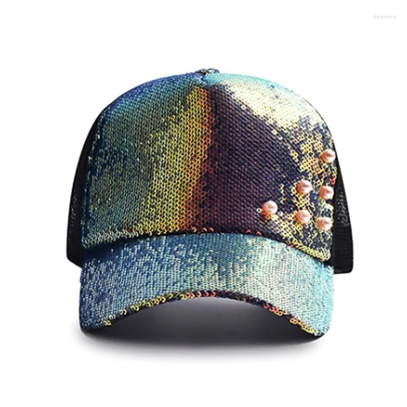 Ball Caps Maershei Unisex Sequin Women Baseball Cap Girls Snapback Summer Sports Mesh Shats кость