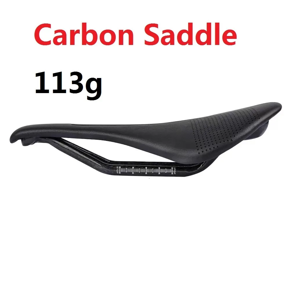 Bike Saddles Carbon Fiber Saddle Road Mtb Mountain Bicycle For Cycling Trail Comfort Races Seat Red White 113g 230706