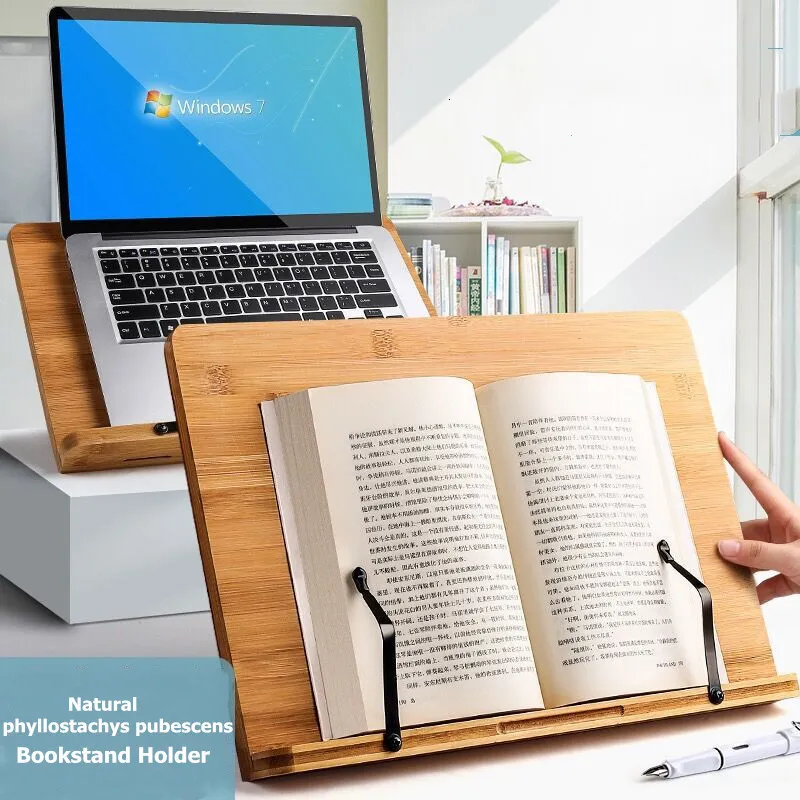 Organizzatori per cassetti da scrivania MINKYS Supporto per libro pieghevole in legno per la lettura di cancelleria per ufficio regolabile per laptop 230705