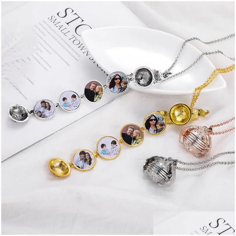 Médaillons Magique Po Pendentif Mémoire Flottant Médaillon Colliers Pour Femmes Hommes Garçon Fille Famille Ailes D'ange Flash Boîte De Mode Album Bijoux Dhsfp