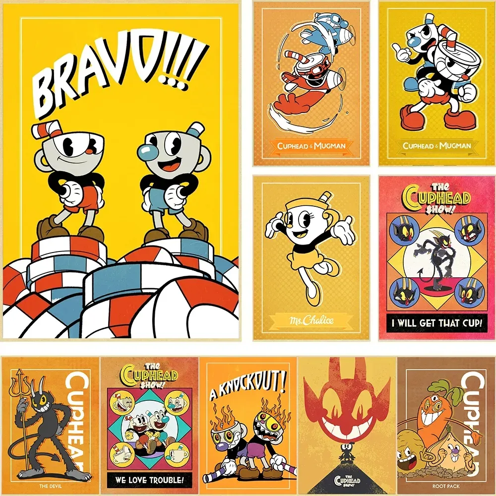 Modern Game Cuphead Poster Canvas Painting Cartoon Anime Character