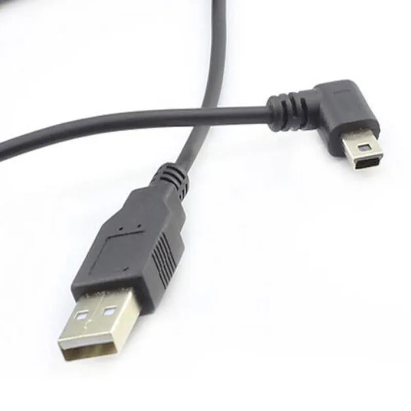 90 degree right angled mini B to USB 2.0 A male spring data charging cable for vehicle navigation Car Driving Recorder Camera HD