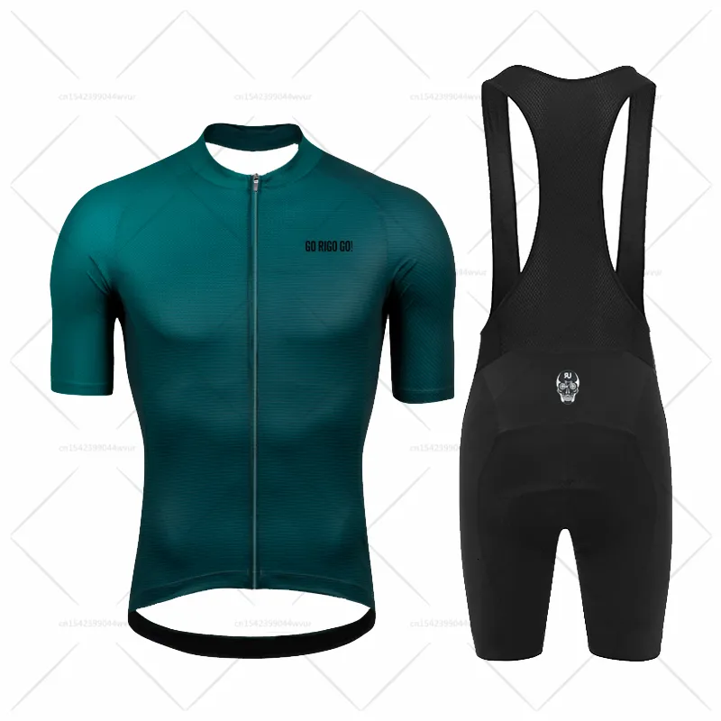 Set di maglie da ciclismo GO Rigo Go Set Pantaloncini con bretelle da equitazione da uomo Colombia Abbigliamento da corsa per la squadra di biciclette MTB Uniforme da bici da strada 230706