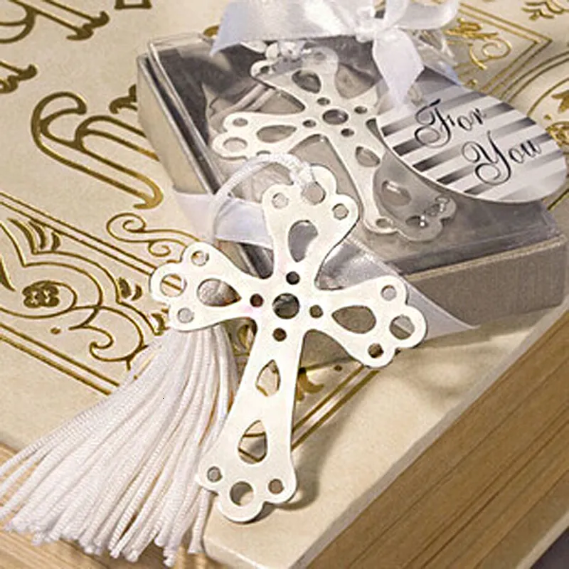 Marcador de livro 10 pcslot Cute Cross Love Silver Metal Marcadores Presente criativo para casamento Pakage de alta qualidade atacado 230705