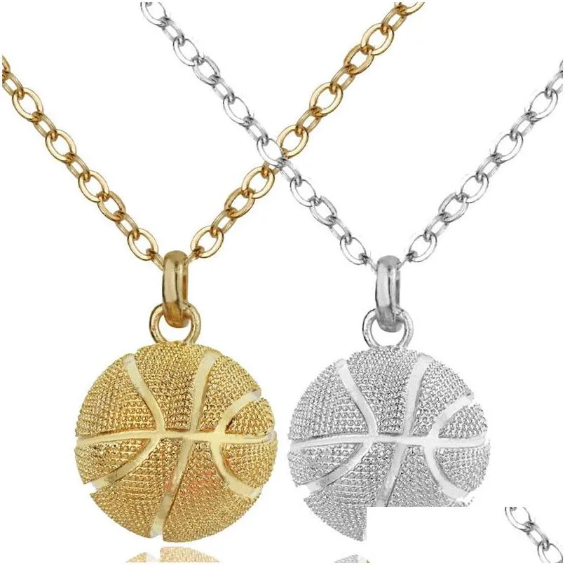 Hänge Halsband Basket Sport Guld Sier Pläterade Rostfria Kedjor För Kvinnor Män Mode Smycken Tillbehör Drop Delivery P Dhfcp