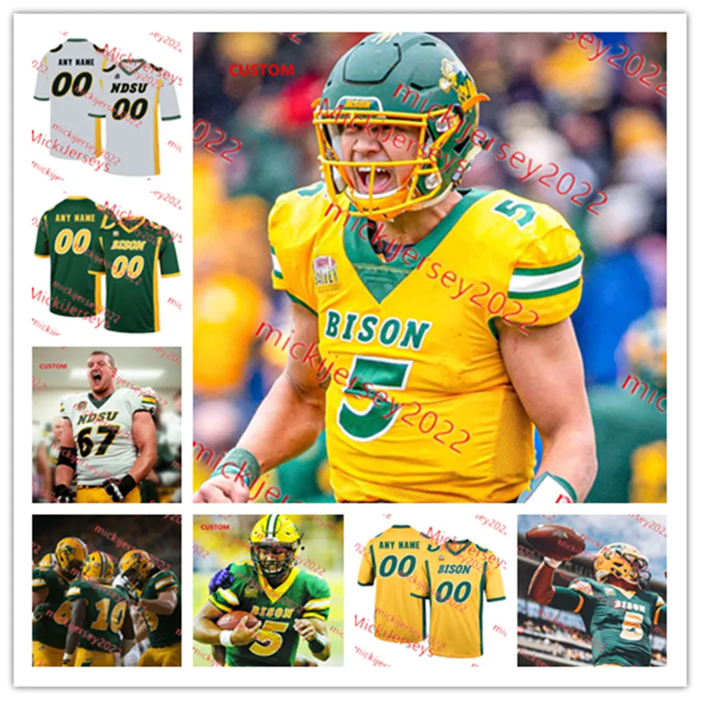 Cody Mauch Christian Watson NDSU Fotbollströja 67 Cordell Volson 44 Hunter Luepke 87 Noah Gindorff North Dakota State Bison Tröjor Custom Stitched Herr Ungdom