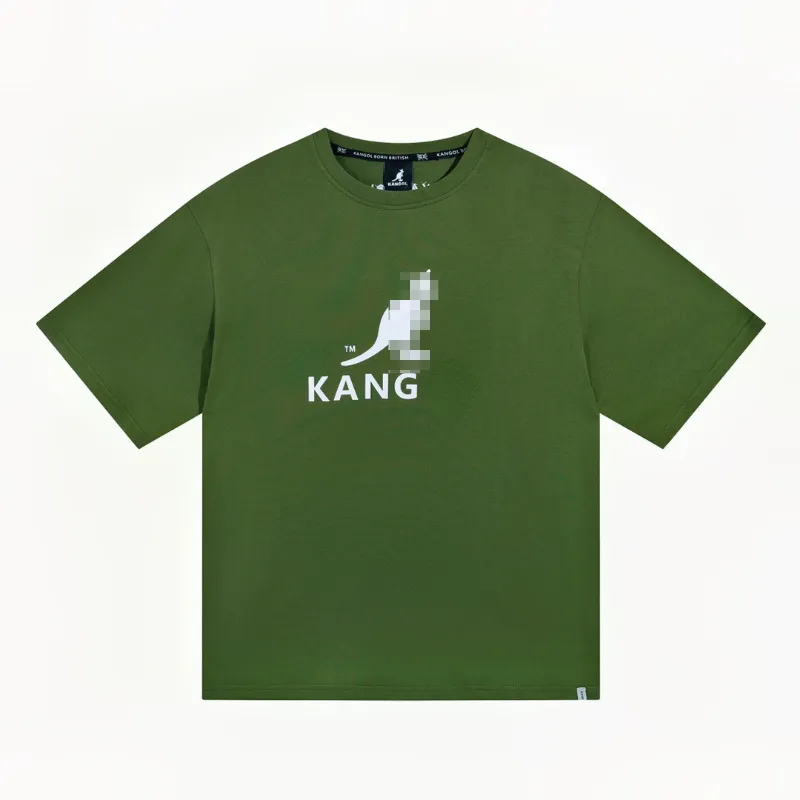 KANG Camisetas con estampado de canguro Casual suelta Cuello redondo Manga corta Ins Camiseta unisex