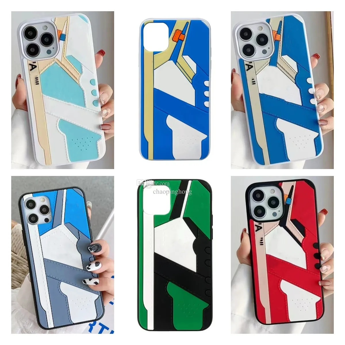 Custodia per iPhone in silicone Custodie per telefoni di design di lusso per iPhone 14 pro max 13 12Mini 11 X XR XSMax 7 8 3D Concave Scarpe sportive carine Custodie per cellulari Cover Misto all'ingrosso