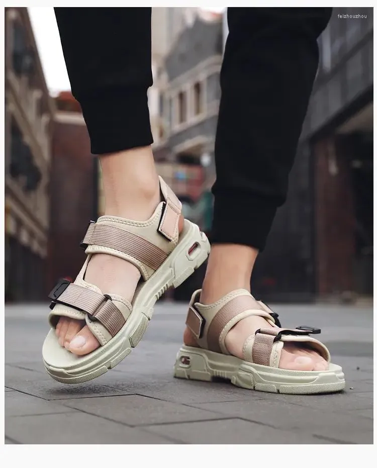 S Sandals غير رسمي الرجال الصيف السميك السميك مفتوح أصابع القدم كبيرة الحجم مزدوج الغرض من الصلفية المتوافقة في الهواء الطلق في الهواء الطلق cuhioned cuhioned