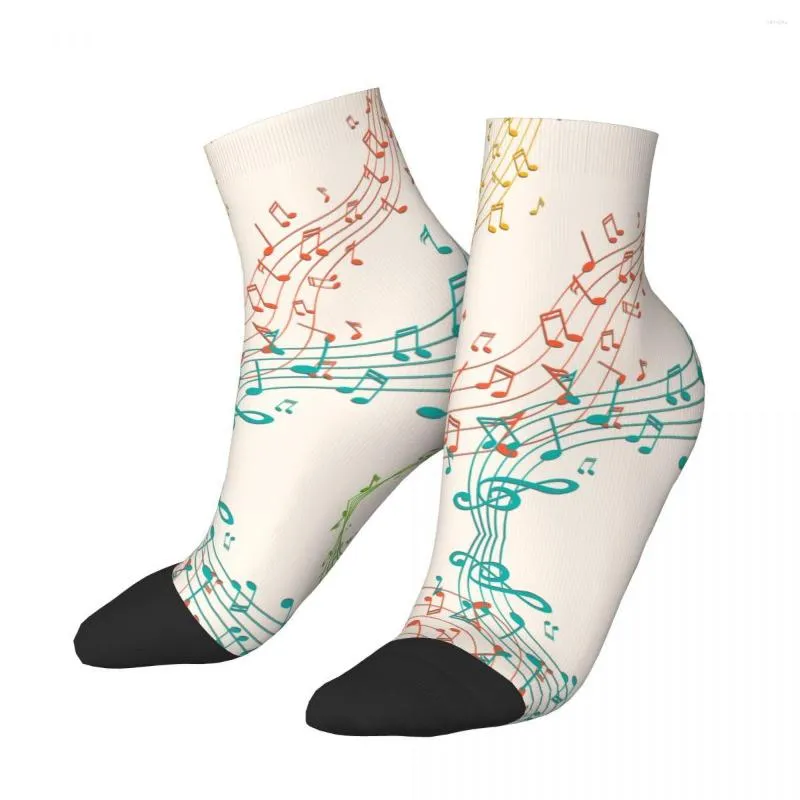 Men's Socks Polyester Low Tube Colorful Music Notes Breathable Casual Short Sock
