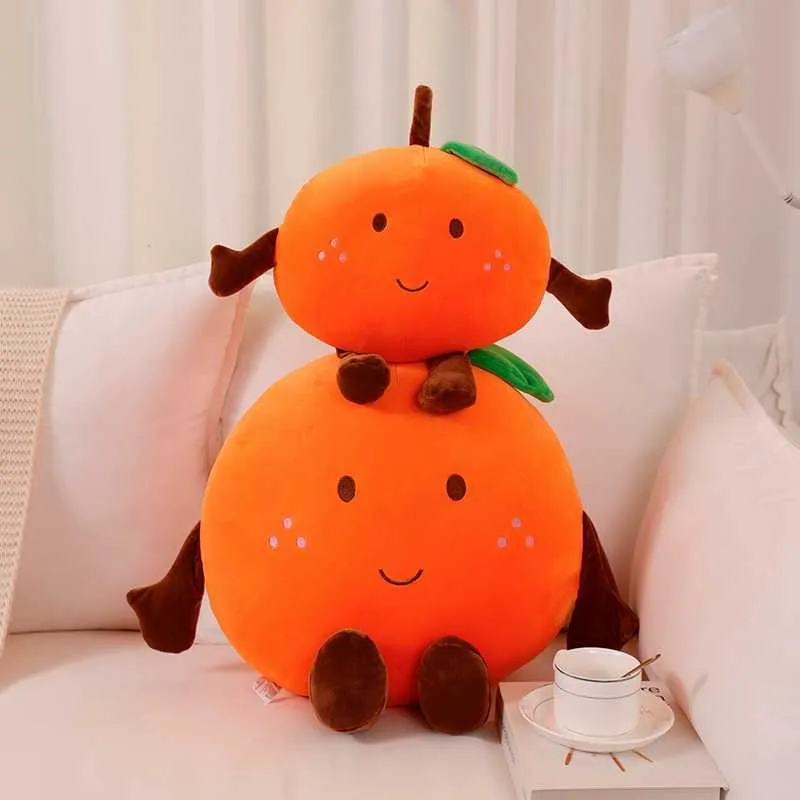 Mjuka plyschdjur 40 till 60 cm Mjuk orange docka Plysch fruktkudde Mjukfoder Plysch med ben Orange Peluche Kawaii Rumsdekor Plysch HKD230706