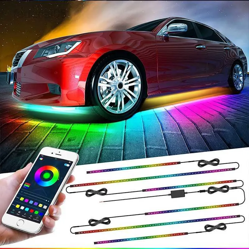 LED Sign Bar Bottom Lamp Streamer Led Chassis Rgb App Control Car Decoration Atmosphere Light Neon General Auto Parts HKD230706