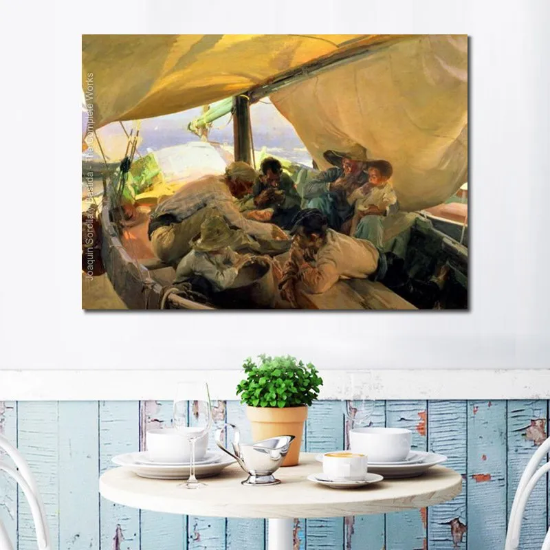 Высококачественное холст искусство joaquin sorolla y bastida Картина на лодке на лодке 1898 красивые пляжные художественные работы. Семейные комнаты декор стены