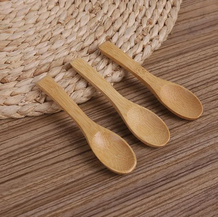 9CM/10 CM Mini Wooden Or Bamboo Spoon Baby Honey Spoon Ice Cream