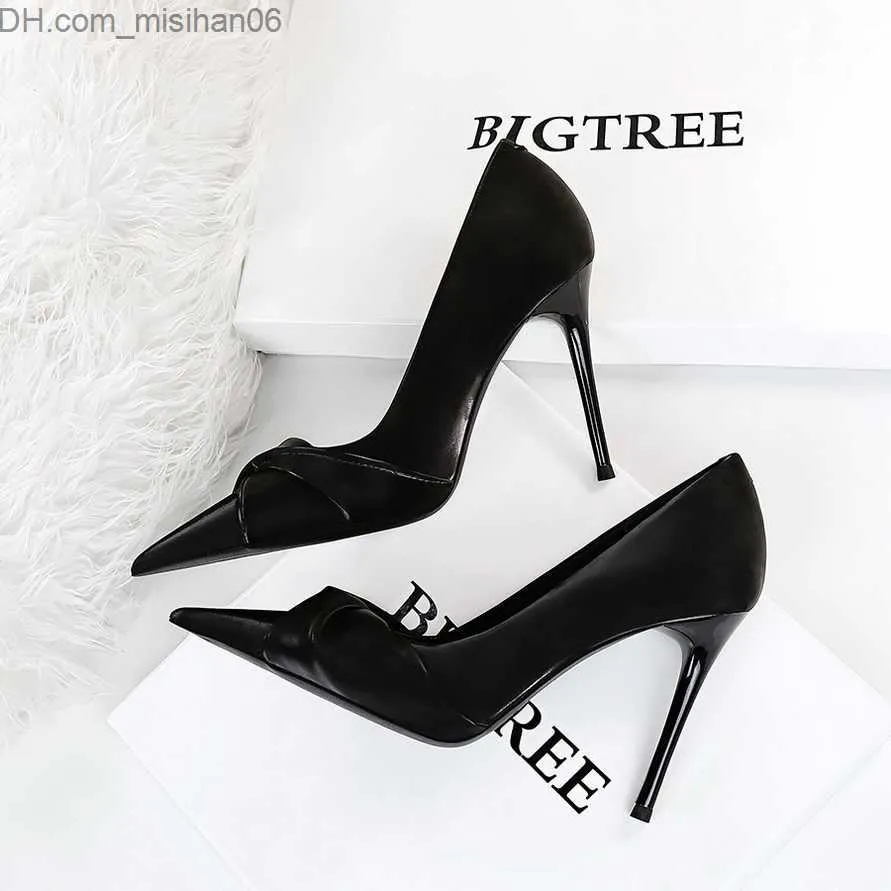 Dress Shoes BIGTREE Shoe Pump Women's New Designer Bow Knot High Heels Elegant Table Tennis Shoes Women's Shoes Sexy Party Shoes Large Size 42 43 Z230707