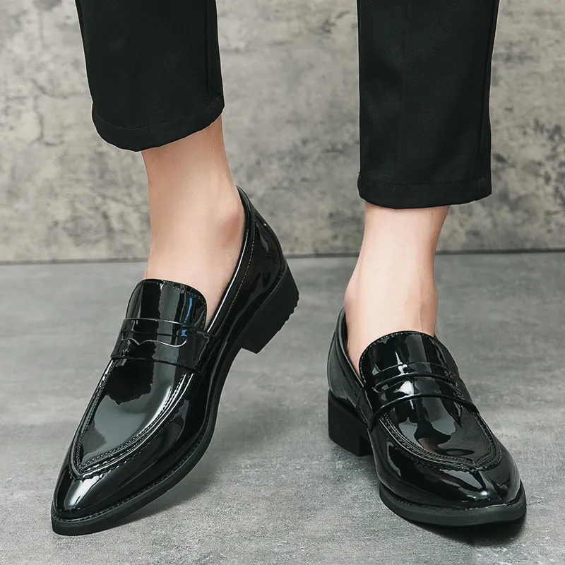 black leather dress loafers Baxton Black Patent Leather Loafers – The Jacket Maker main image 1