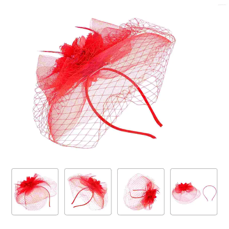 Bandanas Flower Top Hat Yarn Headpiece Bridal Feathers Womens Fascinator Headband Mesh Cosplay Box Wedding Decor