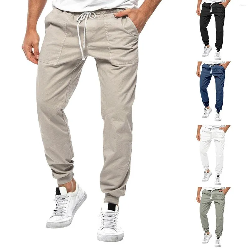 Men's Pants Loose Straight Cotton Rumble Summer Casual Breathable Leggings Size Open Purse Sleepers